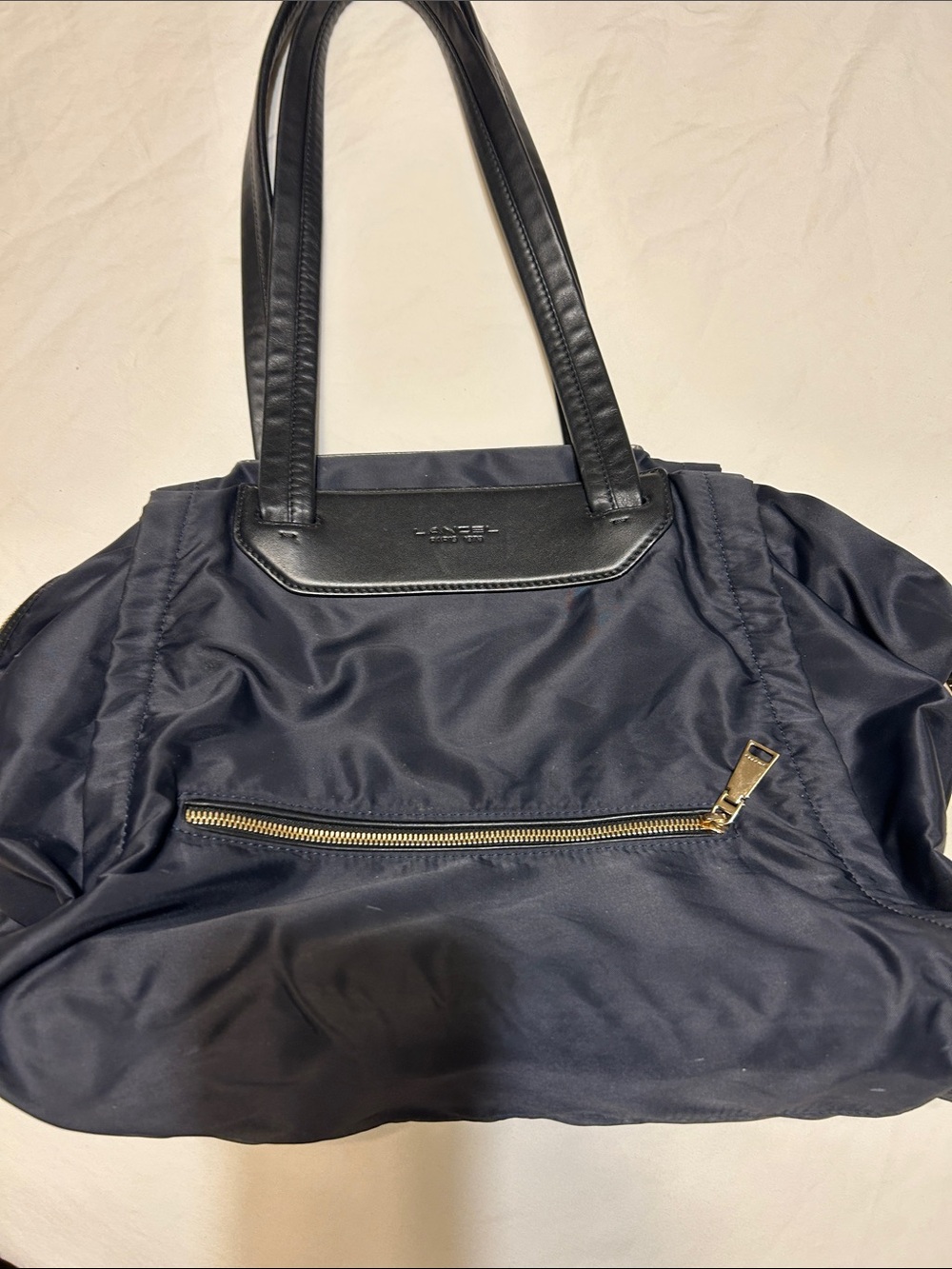 Navy Shoulder Tote with Front Zip - Womens Bag